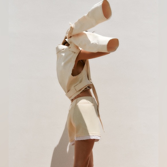 Zara cropped jacket bomber vest coat convertible trench casual style - Picture 7 of 12